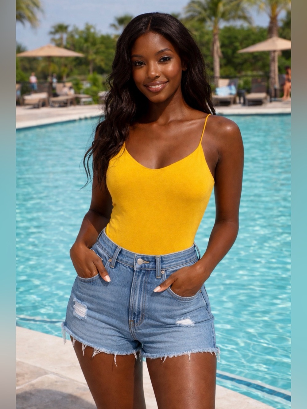 gaze Yellow Spaghetti-Strap Bodysuit